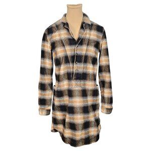 Roots Black Brown Plaid Collared Mini Dress Sz S